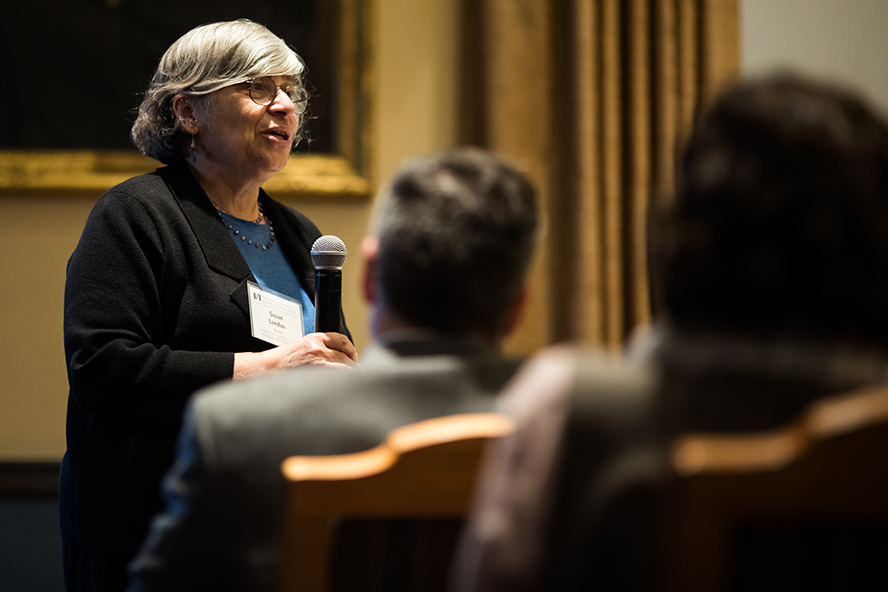 Bridge Professor Susan Landau speaking at an event